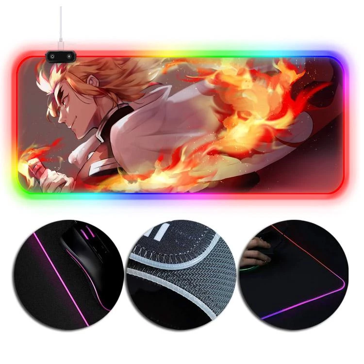 OneHeroSuits RGB Lighting Mouse Pad Rengoku Kyoujurou Infinity Train Painting 2 OneHeroSuits RGB Lighting Mouse Pad Rengoku Kyoujurou Infinity Train Painting