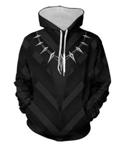OneHeroSuits Black Panther Hoodies T Challa Printed Zip-Up Creative Printed Zip-Up Hooded Sweatshirt