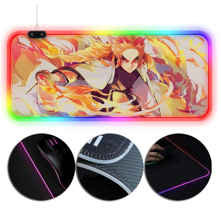 OneHeroSuits RGB Lighting Mouse Pad Rengoku Kyoujurou Infinity Train Painting 3 OneHeroSuits RGB Lighting Mouse Pad Rengoku Kyoujurou Infinity Train Painting