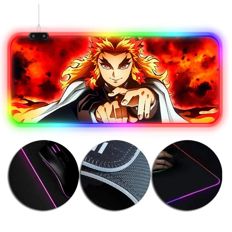 OneHeroSuits RGB Lighting Mouse Pad Rengoku Kyoujurou Infinity Train Painting 1 OneHeroSuits RGB Lighting Mouse Pad Rengoku Kyoujurou Infinity Train Painting