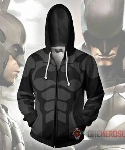OneHeroSuits Batman Hoodie Batsuit Creative Printed Zip-Up Hooded Sweatshirt Cozy Hoodies
