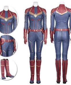 OneHeroSuits Captain Marvel Blue Cosplay Costumes Carol Danvers High Boots Version