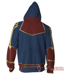 OneHeroSuits Cozy Hoodies Captain Marvel Hoodies HQ Printed Creative Printed Zip-Up Hooded Sweatshirt