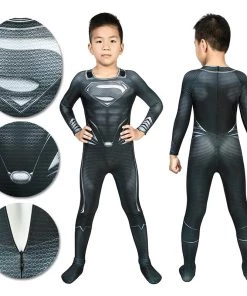 OneHeroSuits Christmas Gifts For Kids Superman Black Cosplay Suit With Cloak Kids Cosplay