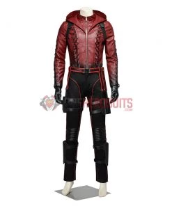 OneHeroSuits Red Arrow Cosplay Costume Roy Harper Leather Cosplay Hoodie Movie Level