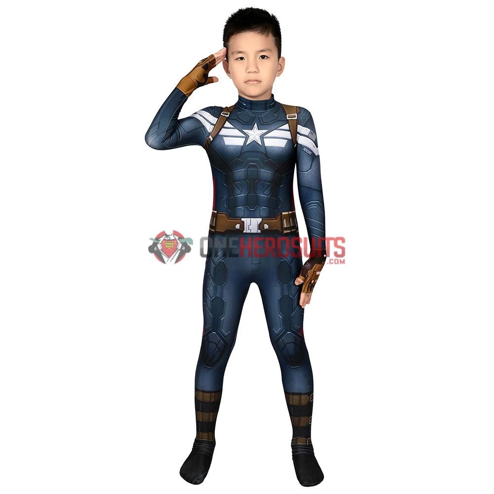 OneHeroSuits Captain America Suits For Kids Detail Printed Cosplay Costume For Halloween 2 OneHeroSuits Captain America Suits For Kids Detail Printed Cosplay Costume For Halloween