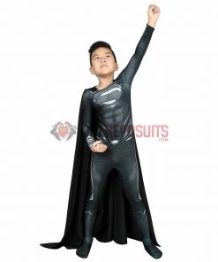 OneHeroSuits Christmas Gifts For Kids Superman Black Cosplay Suit With Cloak Kids Cosplay