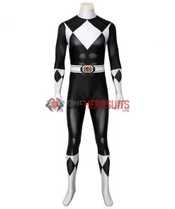 OneHeroSuits Black Power Rangers Suit Power Ranger Black Spandex Cosplay Costume