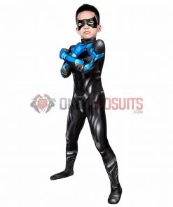 OneHeroSuits Gifts For Kids Titans Cosplay Suit Children Nightwing Blue Cosplay Bodysuit