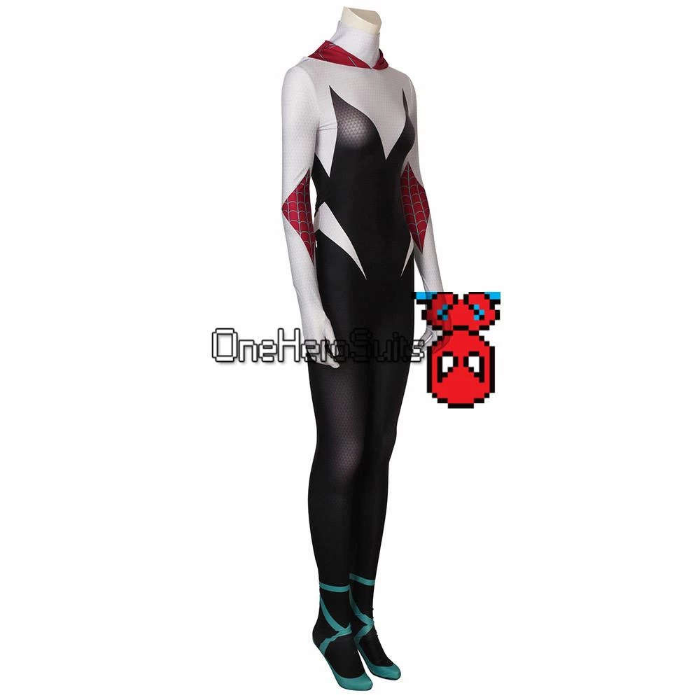 OneHeroSuits Gwen Stacy Suit Into The Spider-Verse Spider-Gwen Cosplay Costume Zentai/Jumpsuit 3 OneHeroSuits Gwen Stacy Suit Into The Spider-Verse Spider-Gwen Cosplay Costume Zentai/Jumpsuit