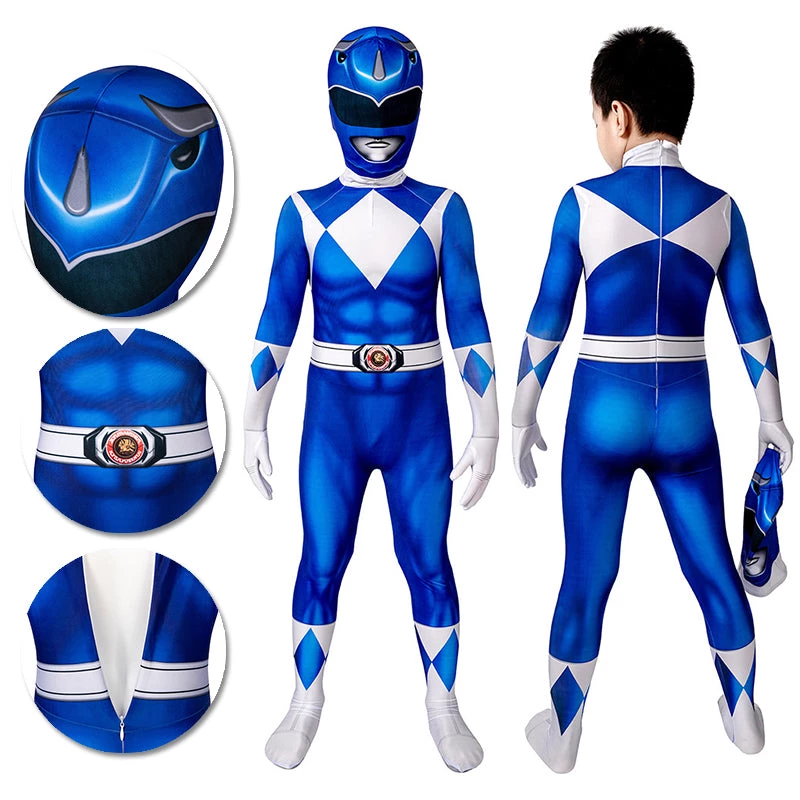 OneHeroSuits Kids Blue Power Ranger Cosplay Suit Gifts For Children Expert-level Cosplay Bodysuit & Zentai 1 OneHeroSuits Kids Blue Power Ranger Cosplay Suit Gifts For Children Expert-level Cosplay Bodysuit & Zentai
