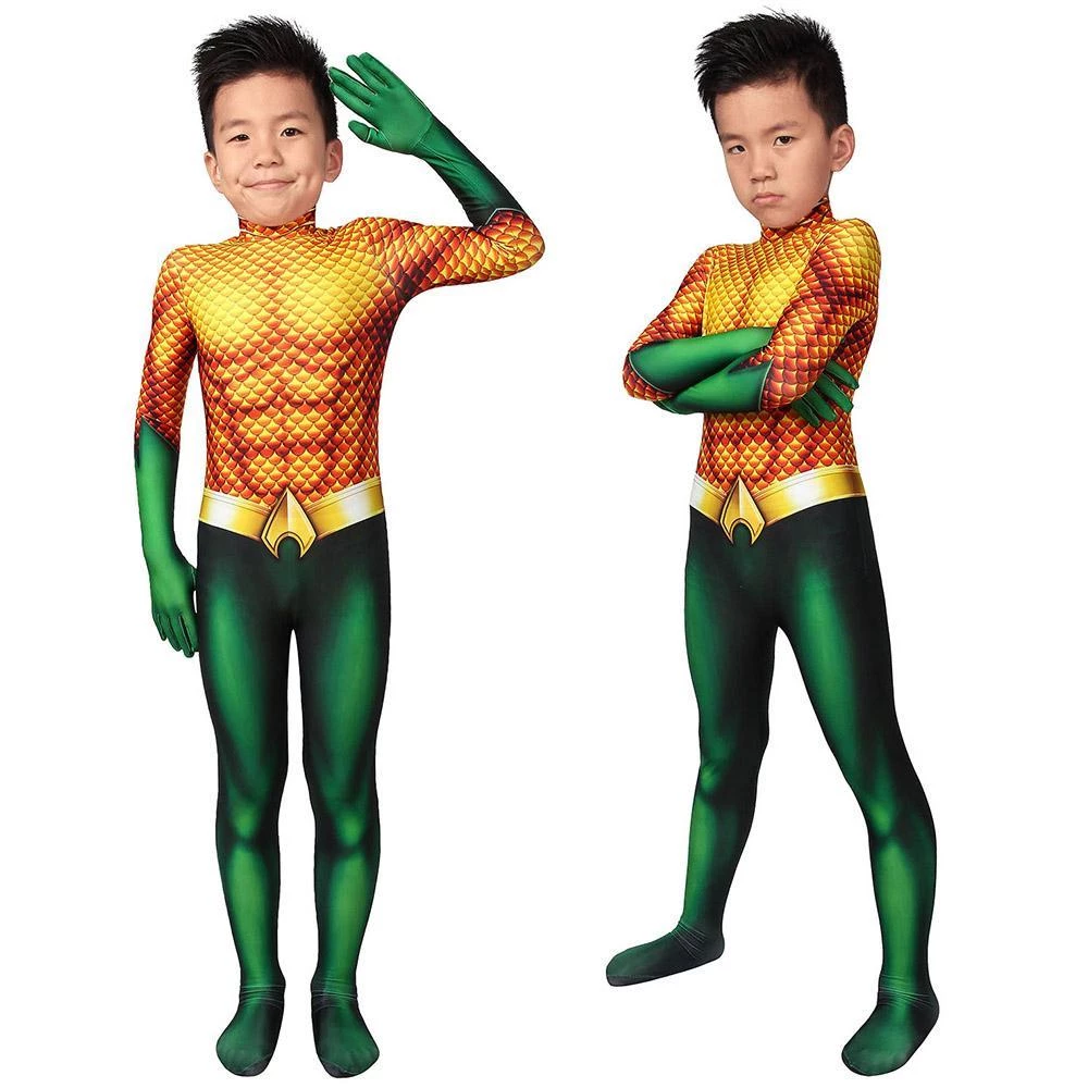 OneHeroSuits Christmas Gifts For Kids Aquaman Cosplay Suit Children Aquaman Cosplay Bodysuit