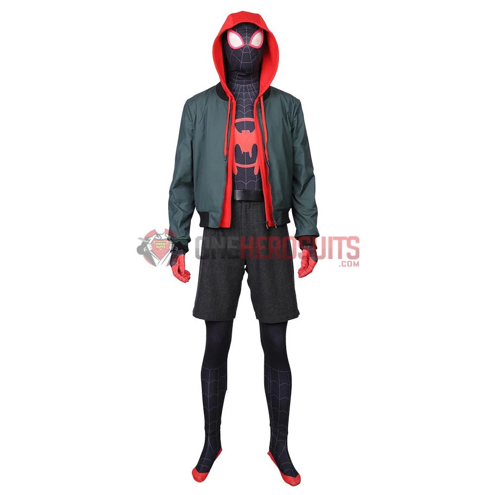 OneHeroSuits Miles Morales Cosplay Costumes Spider Man Into The Spider Verse Miles Green Coat 2 OneHeroSuits Miles Morales Cosplay Costumes Spider Man Into The Spider Verse Miles Green Coat