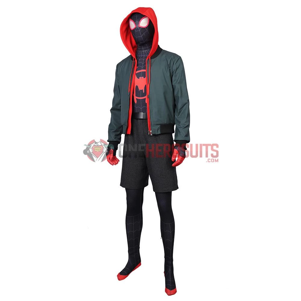 OneHeroSuits Miles Morales Cosplay Costumes Spider Man Into The Spider Verse Miles Green Coat 3 OneHeroSuits Miles Morales Cosplay Costumes Spider Man Into The Spider Verse Miles Green Coat