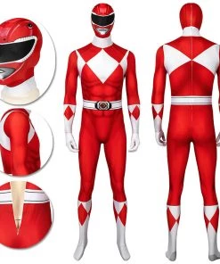 OneHeroSuits Red Power Ranger Cosplay Suit Classic Red Spandex Power Rangers Costumes Expert-level Cosplay Bodysuit & Zentai
