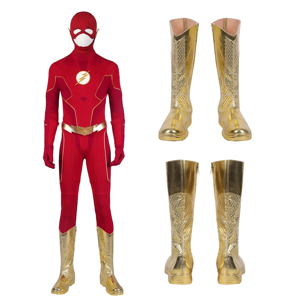 OneHeroSuits The Flash Season 8 Cosplay Shoes Gold Boots Costumes 1 OneHeroSuits The Flash Season 8 Cosplay Shoes Gold Boots Costumes