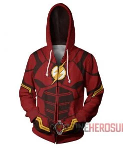 OneHeroSuits Cozy Hoodies The Flash Hoodie Barry Allen Red Creative Printed Zip-Up Hooded Sweatshirt
