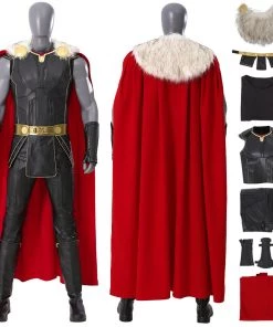 OneHeroSuits Thor 4 Cosplay Costumes Fur Collar Black Top Level Suits