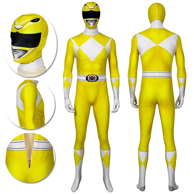 OneHeroSuits Yellow Power Ranger Suit Spandex Power Rangers Costumes Printed Edition Expert-level Cosplay Bodysuit & Zentai 1 OneHeroSuits Yellow Power Ranger Suit Spandex Power Rangers Costumes Printed Edition Expert-level Cosplay Bodysuit & Zentai
