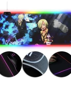 OneHeroSuits Straw Hat Pirates Sanji Anime Printing RGB Gaming Mouse Pad Extra Large