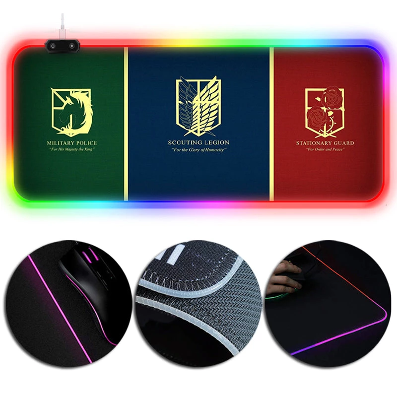 OneHeroSuits LED Mouse Pad Large Extended Mousepad Attack On Titan Logo Printed 1 OneHeroSuits LED Mouse Pad Large Extended Mousepad Attack On Titan Logo Printed