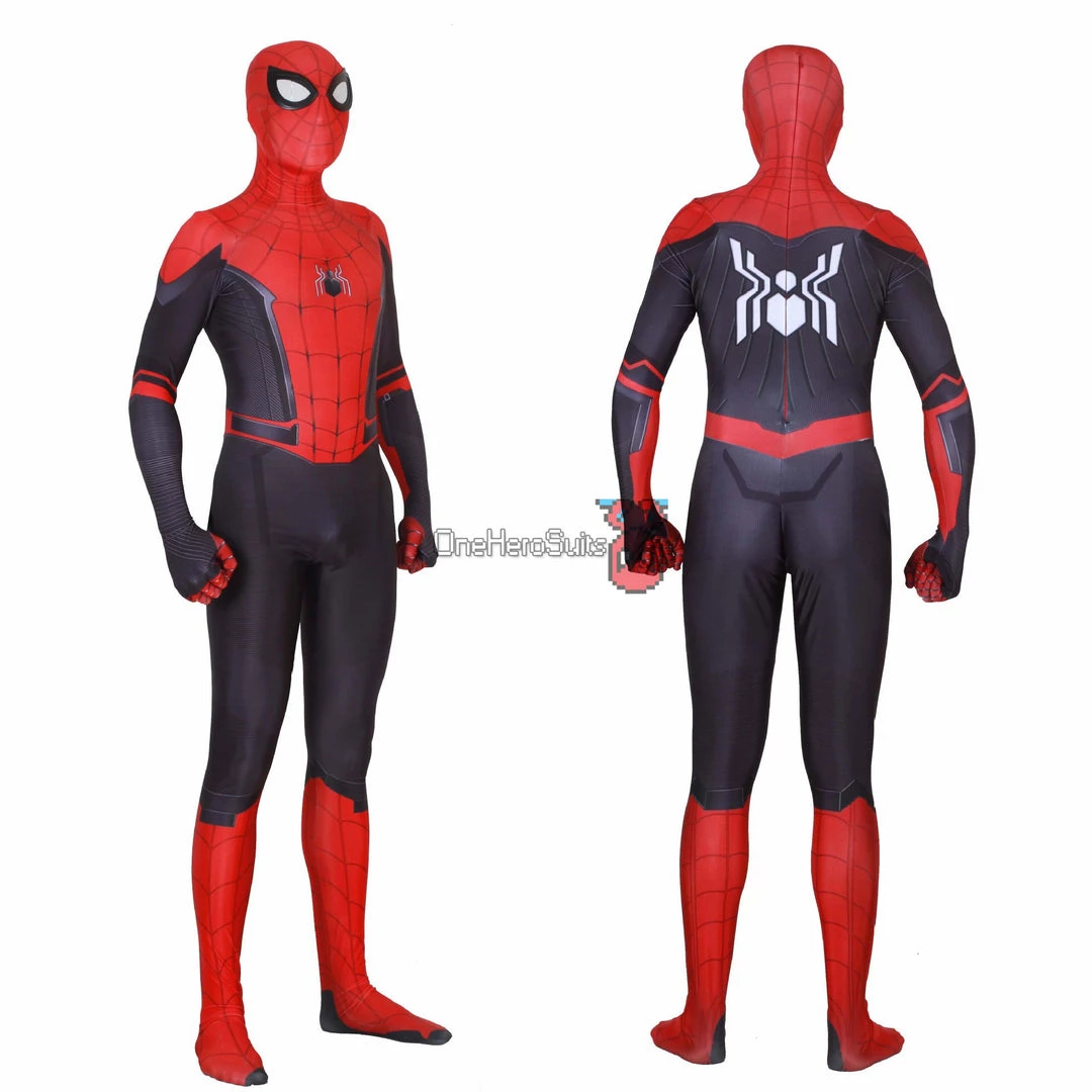 OneHeroSuits Spider Man Spandex Suit Far From Home Black And Red Cosplay Bodysuit Zentai/Jumpsuit 2 OneHeroSuits Spider Man Spandex Suit Far From Home Black And Red Cosplay Bodysuit Zentai/Jumpsuit