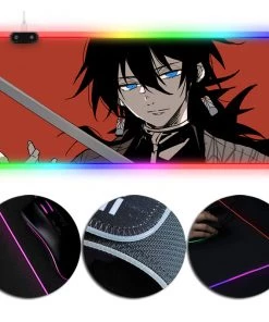 OneHeroSuits Demon Slayer LED Mouse Pad Giyu Tomioka Painting Full Desktop Mousepad