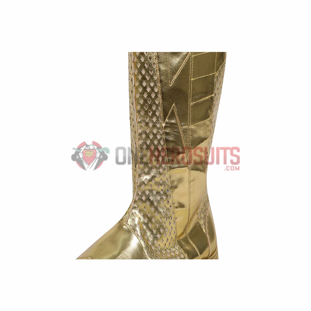 OneHeroSuits The Flash Season 8 Cosplay Shoes Gold Boots Costumes 2 OneHeroSuits The Flash Season 8 Cosplay Shoes Gold Boots Costumes