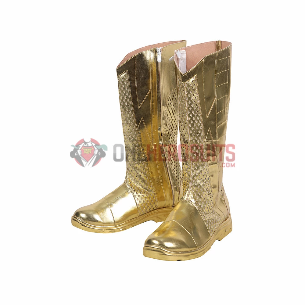 OneHeroSuits The Flash Season 8 Cosplay Shoes Gold Boots Costumes 4 OneHeroSuits The Flash Season 8 Cosplay Shoes Gold Boots Costumes