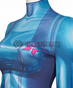 OneHeroSuits Costumes Metroid Cosplay Costume Samus Aran Blue Jumpsuits