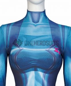 OneHeroSuits Costumes Metroid Cosplay Costume Samus Aran Blue Jumpsuits