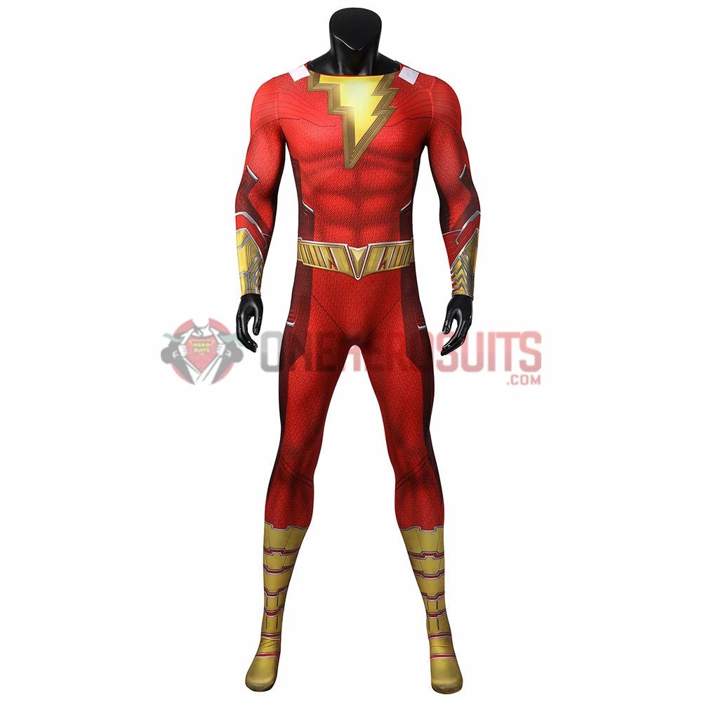 OneHeroSuits Shazam 2 Fury Of The Gods Cosplay Costume 3D Printed Jumpsuits With Cloak 8 OneHeroSuits Shazam 2 Fury Of The Gods Cosplay Costume 3D Printed Jumpsuits With Cloak