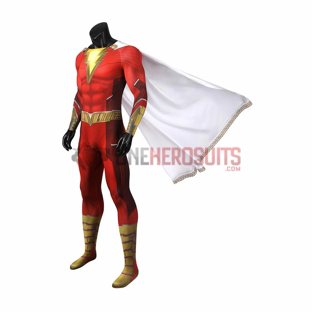 OneHeroSuits Shazam 2 Fury Of The Gods Cosplay Costume 3D Printed Jumpsuits With Cloak 3 OneHeroSuits Shazam 2 Fury Of The Gods Cosplay Costume 3D Printed Jumpsuits With Cloak