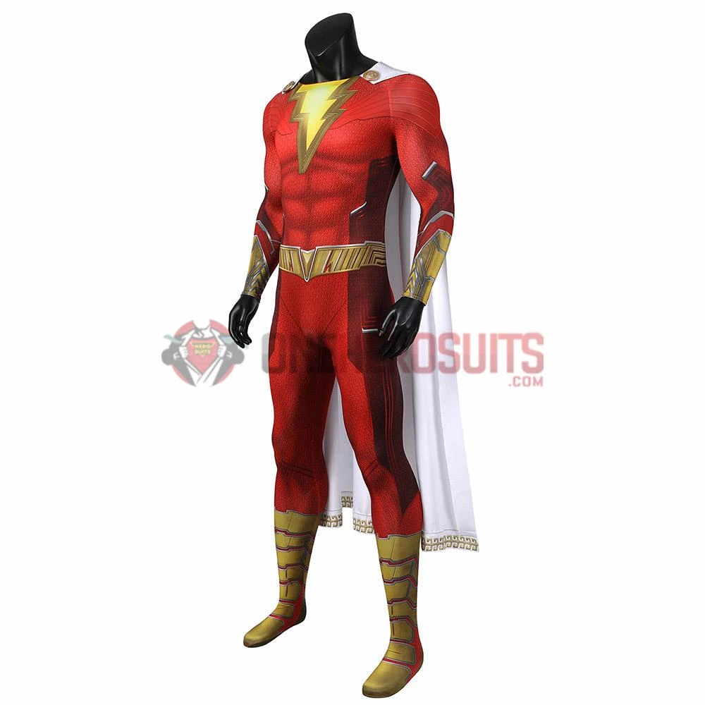 OneHeroSuits Shazam 2 Fury Of The Gods Cosplay Costume 3D Printed Jumpsuits With Cloak 6 OneHeroSuits Shazam 2 Fury Of The Gods Cosplay Costume 3D Printed Jumpsuits With Cloak