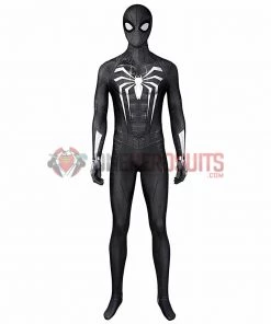 OneHeroSuits Spider Man Miles Morales PS5 Cosplay Suit Symbiote Black Spandex Bodysuit