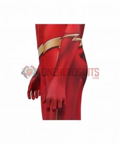 OneHeroSuits Costumes The Flash S8 Spandex Cosplay Bodysuit With Gold Boots