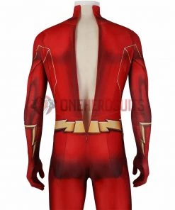 OneHeroSuits Costumes The Flash S8 Spandex Cosplay Bodysuit With Gold Boots