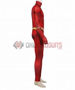 OneHeroSuits Costumes The Flash S8 Spandex Cosplay Bodysuit With Gold Boots